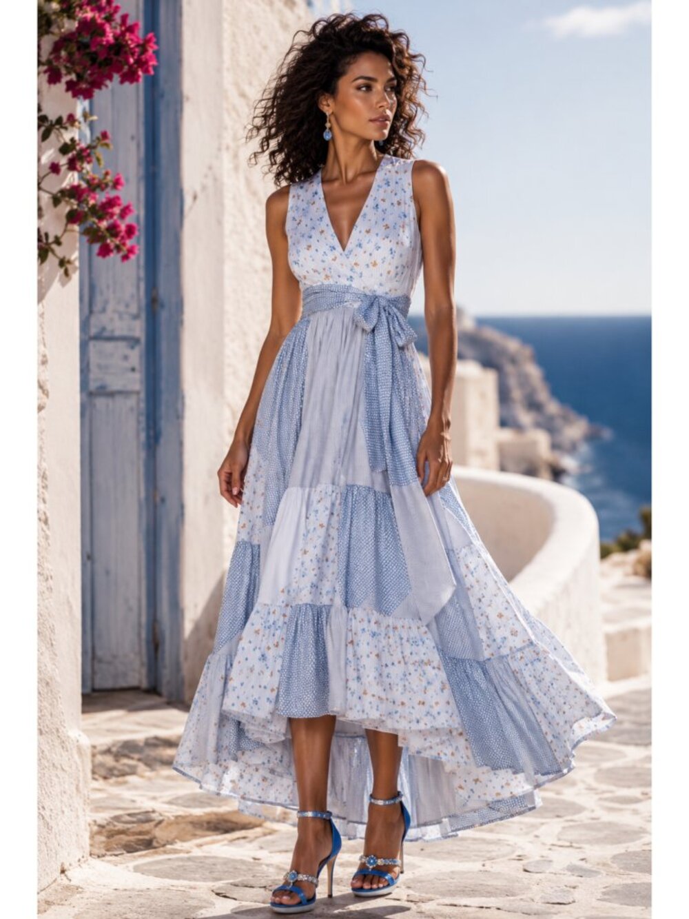 SILVIA TCHERASSI HARMONY PATCH WORK MIDI DRESS SIZE S NEW
